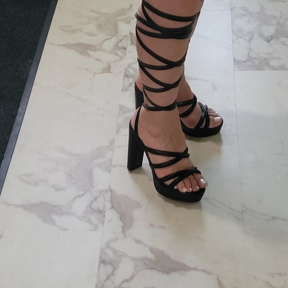 Bristol Lace-Up Heeled Sandal - Black - Picture 2 of 6